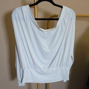 HALARA White Drapey Neck Soft And Cool Top